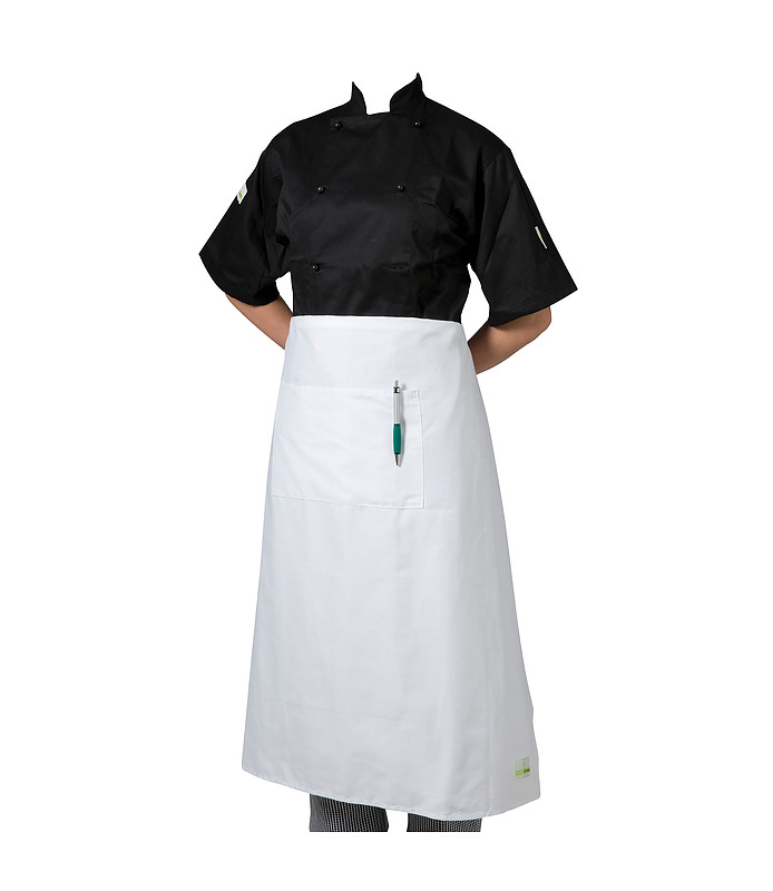 Apron White 3/4 With Pocket Poly/Cotton