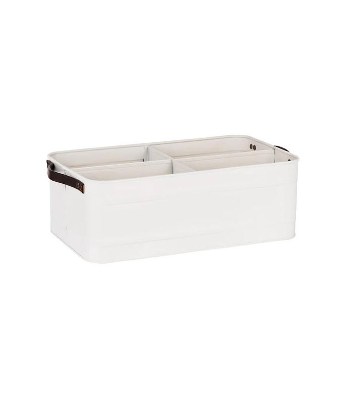 Coney Island Creme 4-Compartment Caddy with Leather Handle