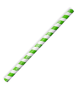 BioStraw Paper Jumbo Green Stripe 10 x 197mm 2500 Per Ctn