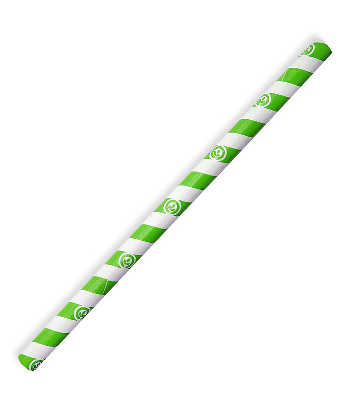 BioStraw Paper Jumbo Green Stripe 10 x 197mm 2500 Per Ctn