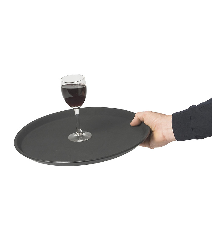 Black Round Medium Anti-Slip Tray 355mm