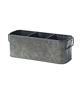 Coney Island Galvanised 3 Compartment Caddy Black 270 x 100 x 100mm