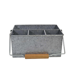 Coney Island Galvanised 4 Compartment Caddy With Handle