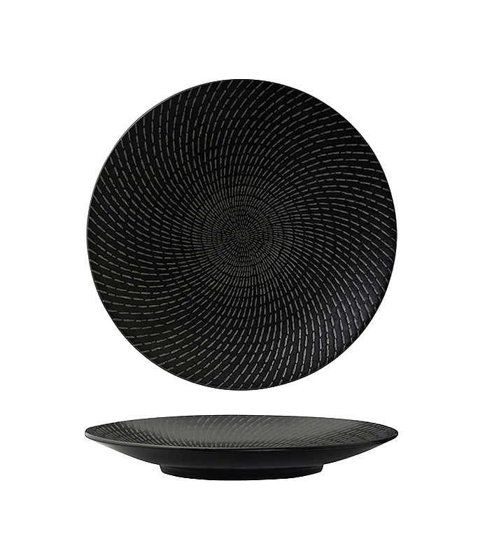 Luzerne Zen Coupe Plate Round Black Swirl 235mm