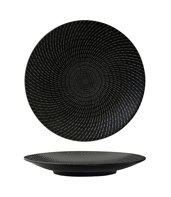 Luzerne Zen Coupe Plate Round Black Swirl 275mm