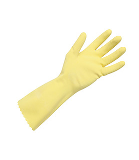 Gloves Rubber Flock Lined Large Yellow Pair