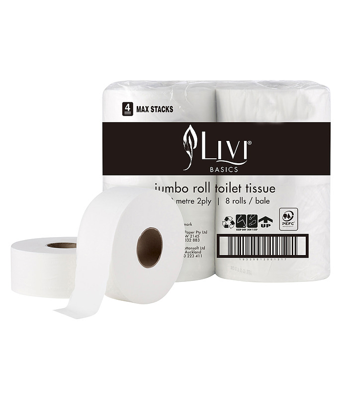 Livi Basics Jumbo Toilet Tissue 2ply 300 Mtrs 8 Per Ctn