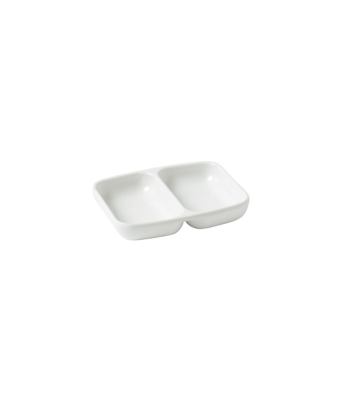 Melamine Sauce Dish Divided White 85 x 70mm