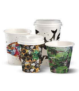 BioPak Coffee Cup Single Wall Art Series 295ml/8oz 1000 Per Ctn