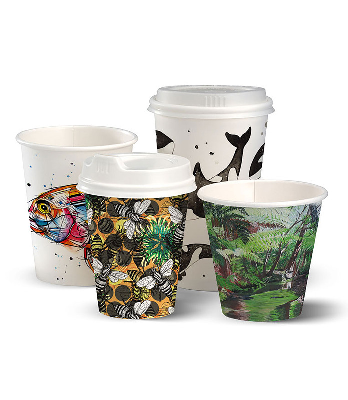 BioPak Coffee Cup Double Wall Art Series 8oz 1000 Per Ctn