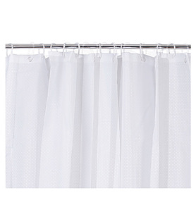 Shower Curtain Deluxe White Built In Hooks 180 x 180cm