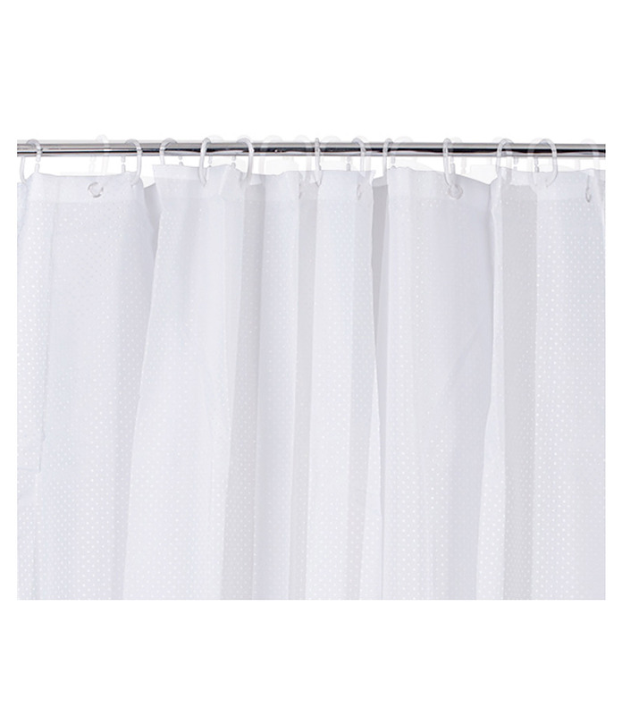 Shower Curtain Deluxe White Built In Hooks 180 x 180cm