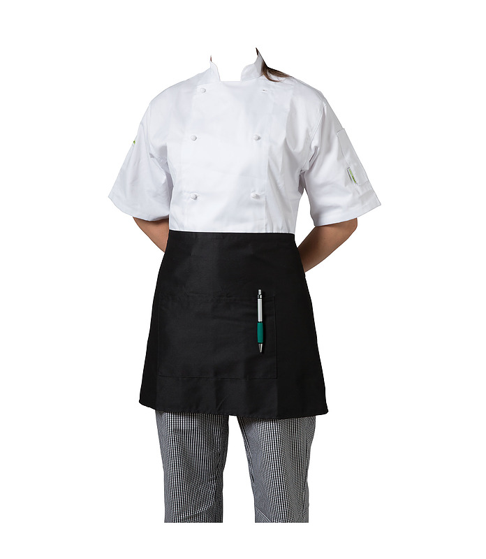 Apron Black 1/2 With Pocket Poly/Cotton