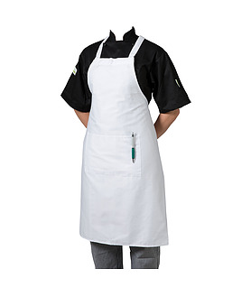 Apron White Bib With Pocket Poly/Cotton