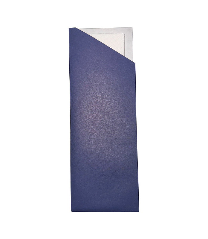 BetaEco Cutlery Navy Pouch With White Napkin 73 x 250mm 1000 Per Carton