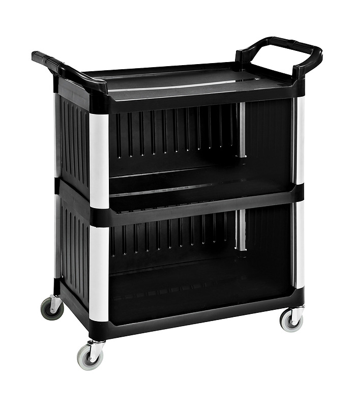 Polycarbonate 3 Tier Food Service Trolley Enclosed