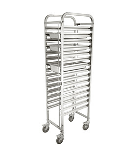 Stainless Steel 15 Tier Steam Pan Trolley