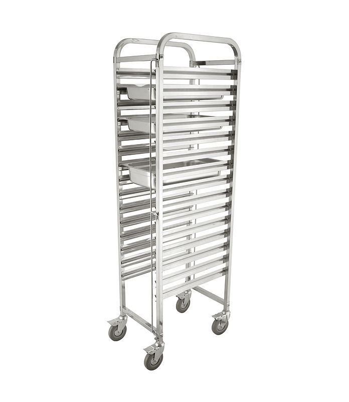 Stainless Steel 15 Tier Steam Pan Trolley